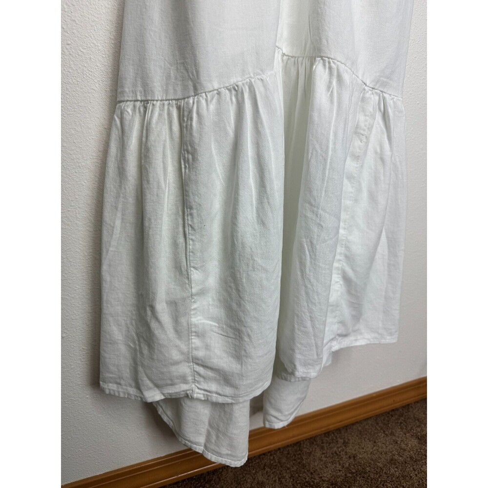 Aerie Sz XL Braided Halter Maxi Sundress White Smocked High Low Linen Blend NWT - Picture 7 of 16